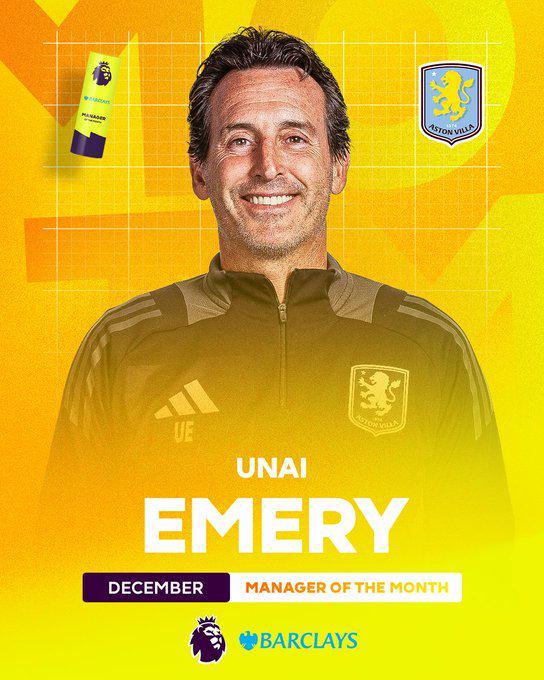 世界杯手机观看平台入口-官方：埃梅里当选英超12月最佳主帅，当月联赛6胜1负